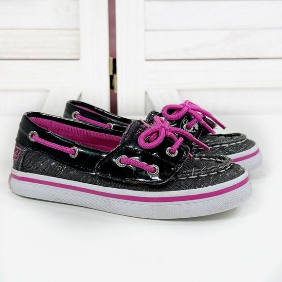 Sperry Topsider Seabright Shimmer Boat Shoes Black Pink Toddler Size 10 - Picture 1 of 9